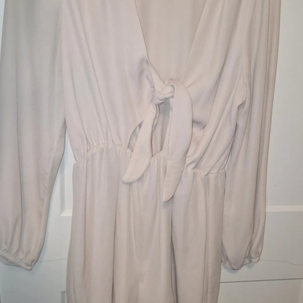 Elegant Cream Tie-Front Romper